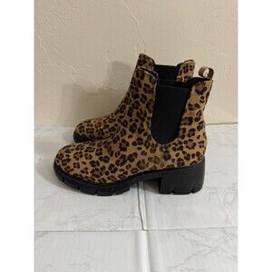Y2K Style Women’s Animal Print Cheetah Leopard Memory Foam Boots Sz 6.5 Chunky